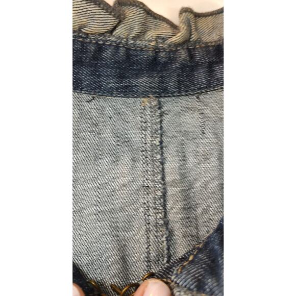 Womens Denim Vest Jean Vest Ruffled Collar Button Front Rustic Boho Size M - Picture 8 of 10